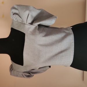 Black checkerboard puff sleeve blouse Small
